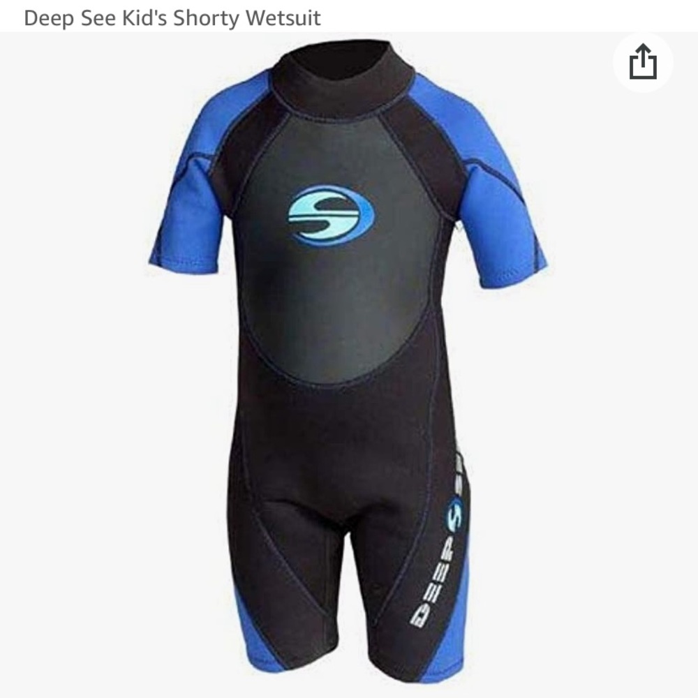 DeepSee Kid’s Shorty Wetsuit in Black/Royal Blue (Size L)